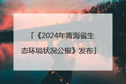 《2024年青海省生态环境状况公报》发布