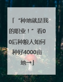 “种地就是我的职业！”看00后种粮人如何种好4000亩地→