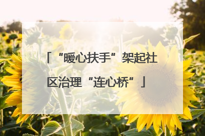 “暖心扶手”架起社区治理“连心桥”
