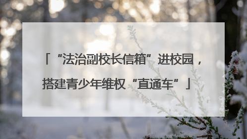 “法治副校长信箱”进校园，搭建青少年维权“直通车”