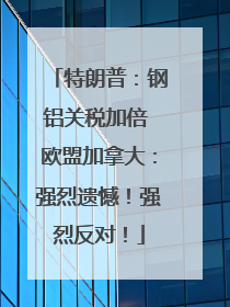 特朗普：钢铝关税加倍 欧盟加拿大：强烈遗憾！强烈反对！