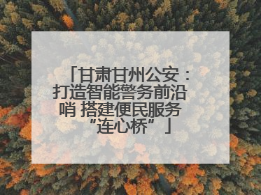 甘肃甘州公安：打造智能警务前沿哨 搭建便民服务“连心桥”