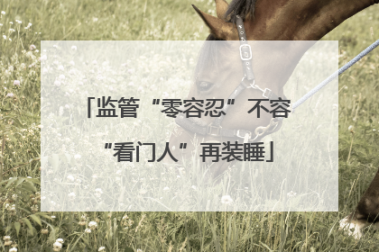 监管“零容忍”不容“看门人”再装睡
