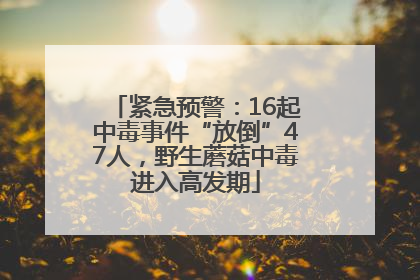 紧急预警：16起中毒事件“放倒”47人，野生蘑菇中毒进入高发期
