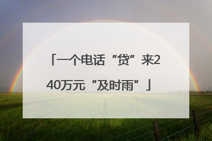 一个电话“贷”来240万元“及时雨”