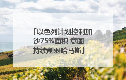 以色列计划控制加沙75%面积 意图持续削弱哈马斯