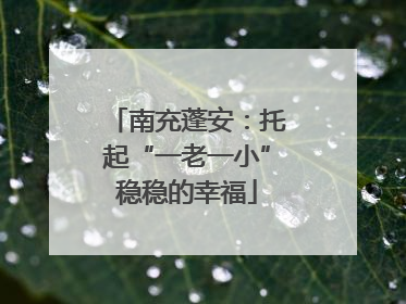 南充蓬安：托起“一老一小”稳稳的幸福