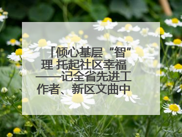倾心基层“智”理 托起社区幸福——记全省先进工作者、新区文曲中心社区党委书记董世弘