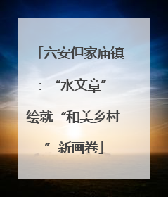 六安但家庙镇：“水文章” 绘就“和美乡村”新画卷