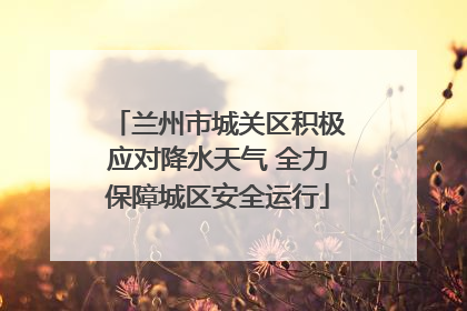 兰州市城关区积极应对降水天气 全力保障城区安全运行