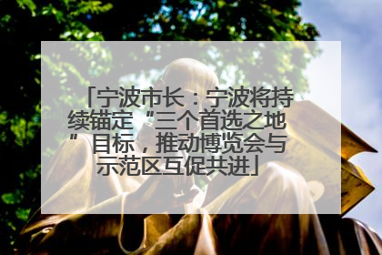宁波市长：宁波将持续锚定“三个首选之地”目标，推动博览会与示范区互促共进