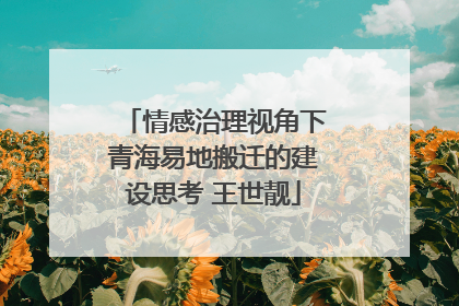 情感治理视角下青海易地搬迁的建设思考 王世靓