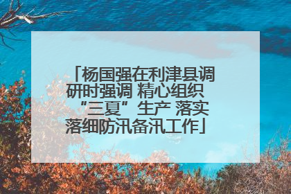 杨国强在利津县调研时强调 精心组织“三夏”生产 落实落细防汛备汛工作
