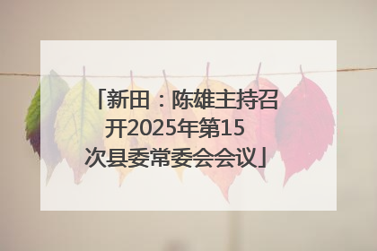 新田：陈雄主持召开2025年第15次县委常委会会议