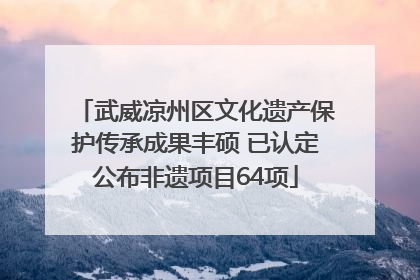 武威凉州区文化遗产保护传承成果丰硕 已认定公布非遗项目64项