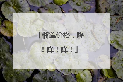 榴莲价格，降！降！降！