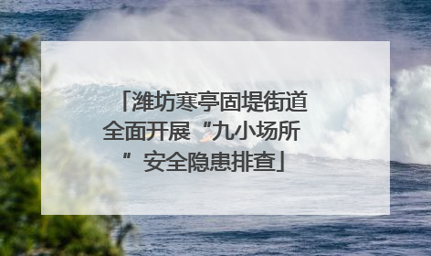 潍坊寒亭固堤街道全面开展“九小场所”安全隐患排查