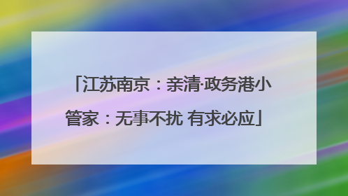 江苏南京：亲清·政务港小管家：无事不扰 有求必应