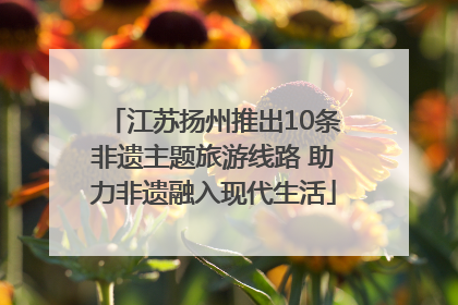 江苏扬州推出10条非遗主题旅游线路 助力非遗融入现代生活
