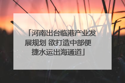 河南出台临港产业发展规划 欲打造中部便捷水运出海通道