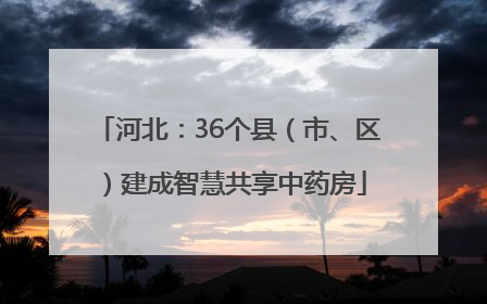 河北：36个县（市、区）建成智慧共享中药房