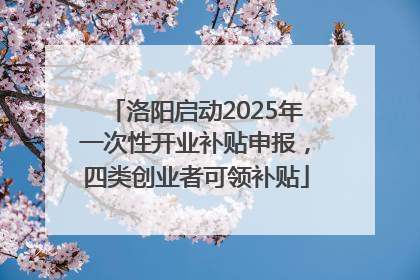 洛阳启动2025年一次性开业补贴申报，四类创业者可领补贴