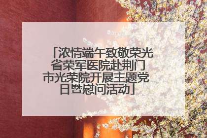浓情端午致敬荣光 省荣军医院赴荆门市光荣院开展主题党日暨慰问活动