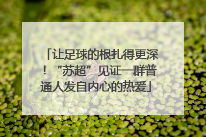 让足球的根扎得更深！“苏超”见证一群普通人发自内心的热爱