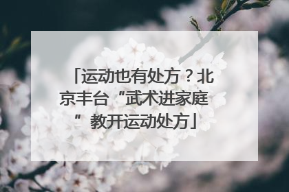 运动也有处方？北京丰台“武术进家庭”教开运动处方