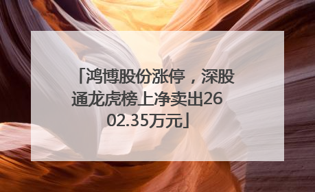 鸿博股份涨停，深股通龙虎榜上净卖出2602.35万元