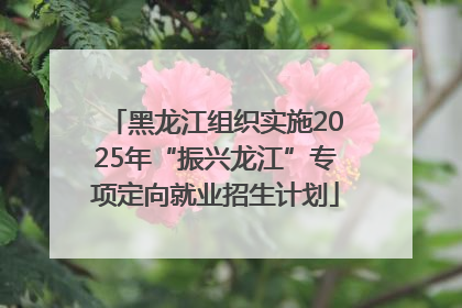 黑龙江组织实施2025年“振兴龙江”专项定向就业招生计划