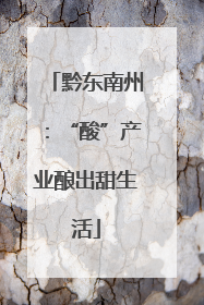 黔东南州：“酸”产业酿出甜生活