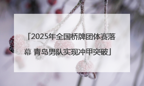 2025年全国桥牌团体赛落幕 青岛男队实现冲甲突破